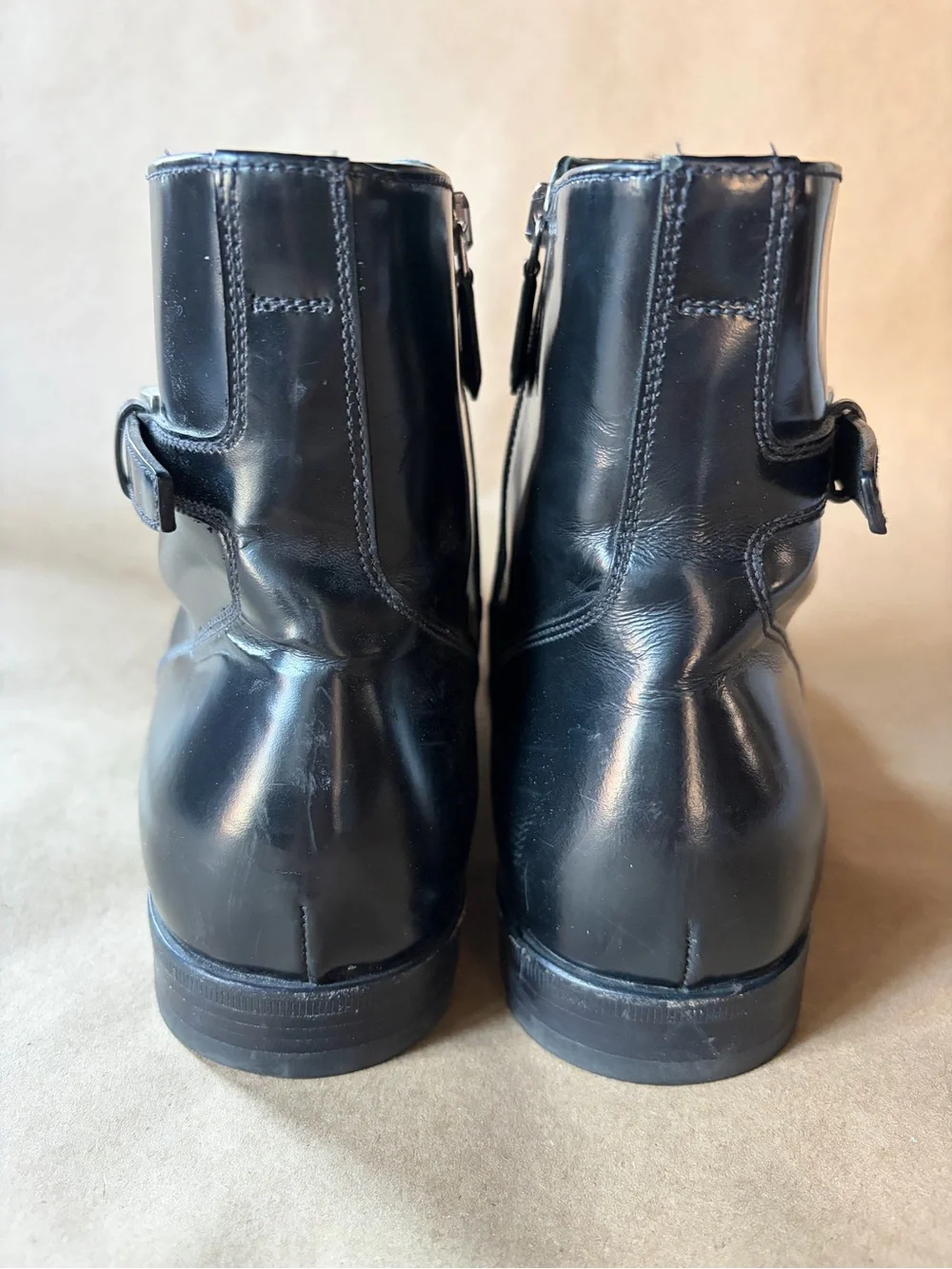 PRADA MILANO Black Leather Buckle Ankle Boots Men’s UK 6 US 7 Italy